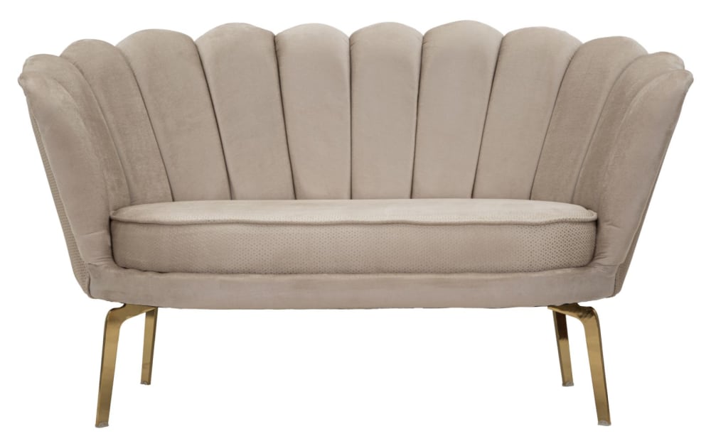 Canapé en tissu beige avec pattes dorées 136x76x78 cm