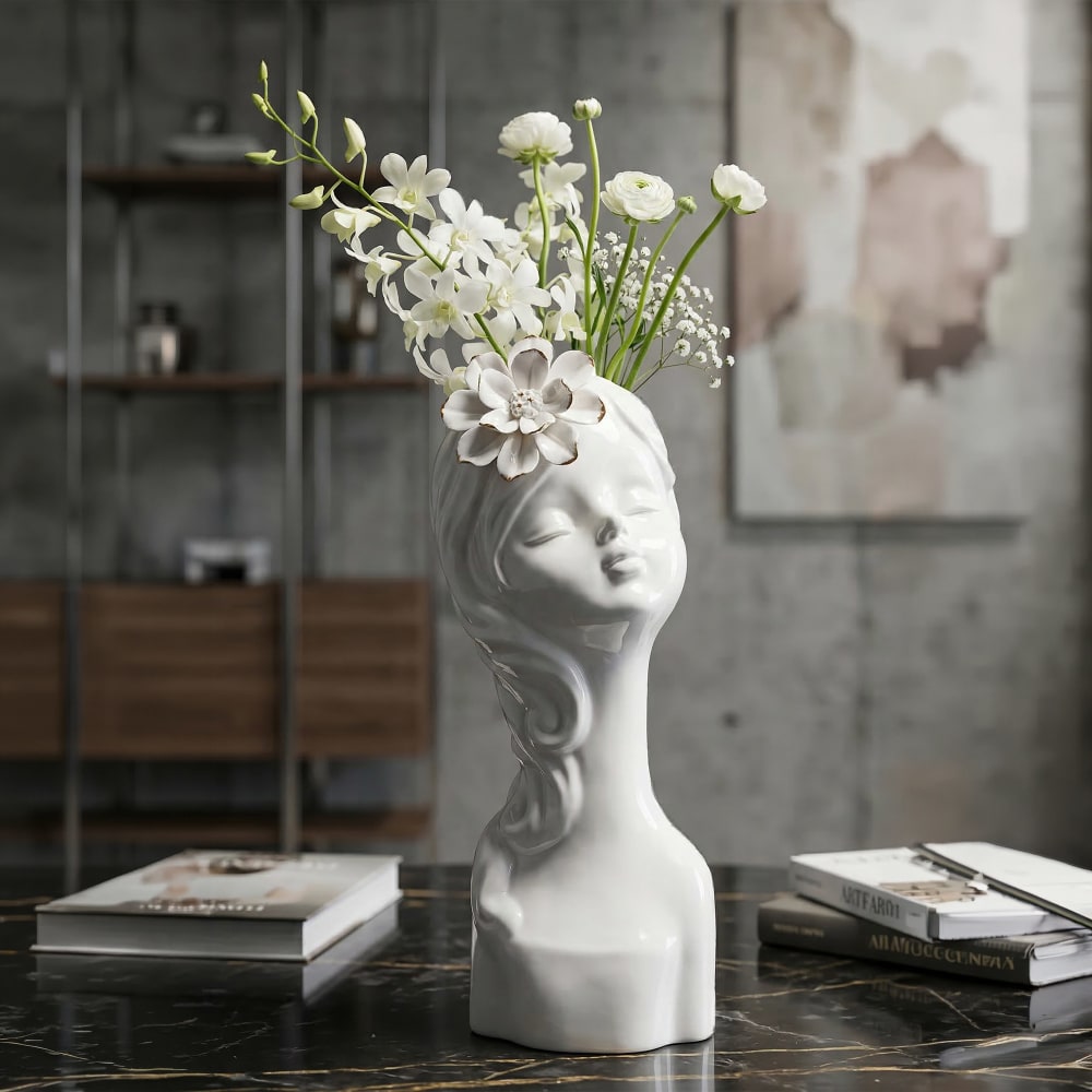 jarron de porcelana blanca 105x10x247 cm