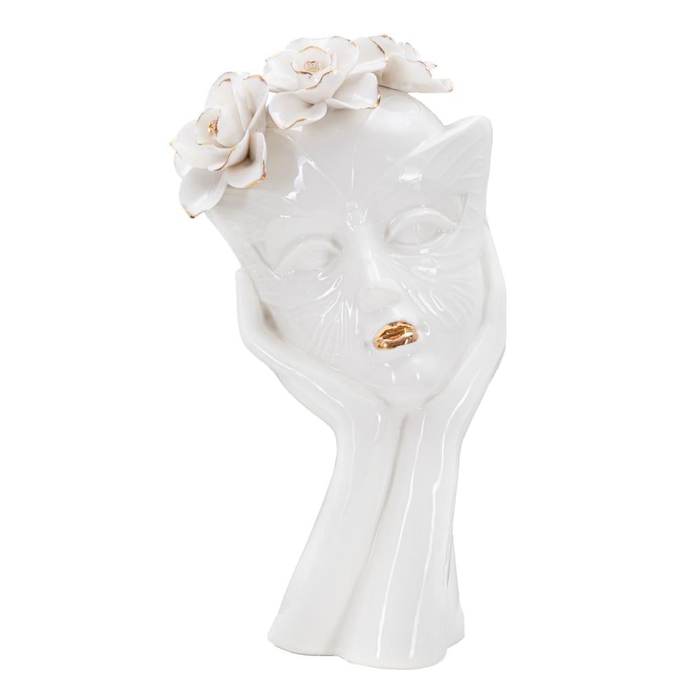 Vase en porcelaine blanc 16,5x14x27,3 cm