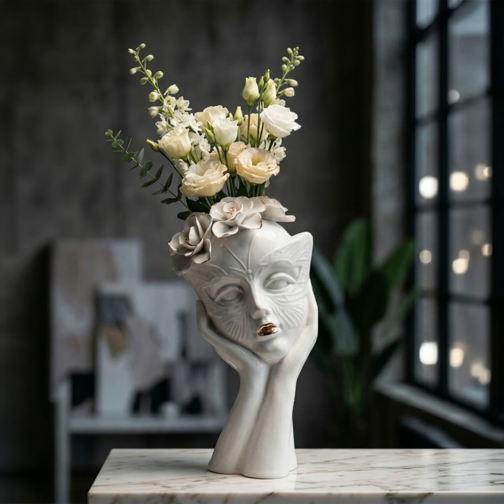 Mauro Ferretti Weiße Porzellanvase, 16,5 x 14 x 27,3 cm style modern Weiß Porzellan