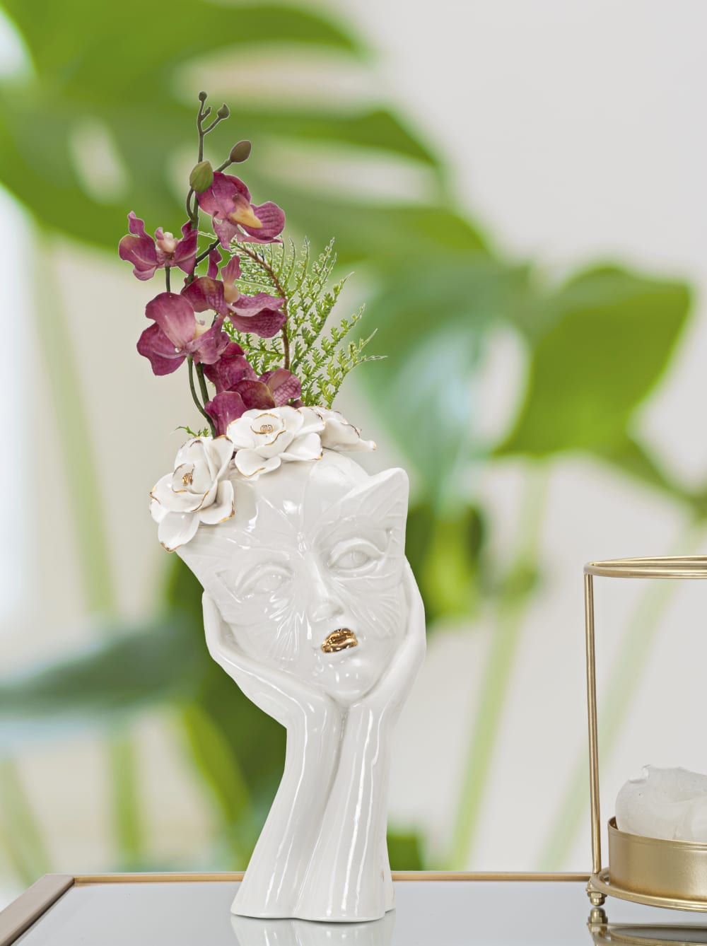 Vase en porcelaine blanc 16,5x14x27,3 cm — vue 3