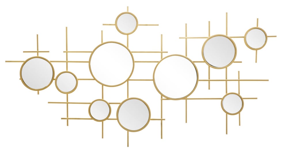 Miroir mural géométrique en métal doré 117x4,5x61 cm