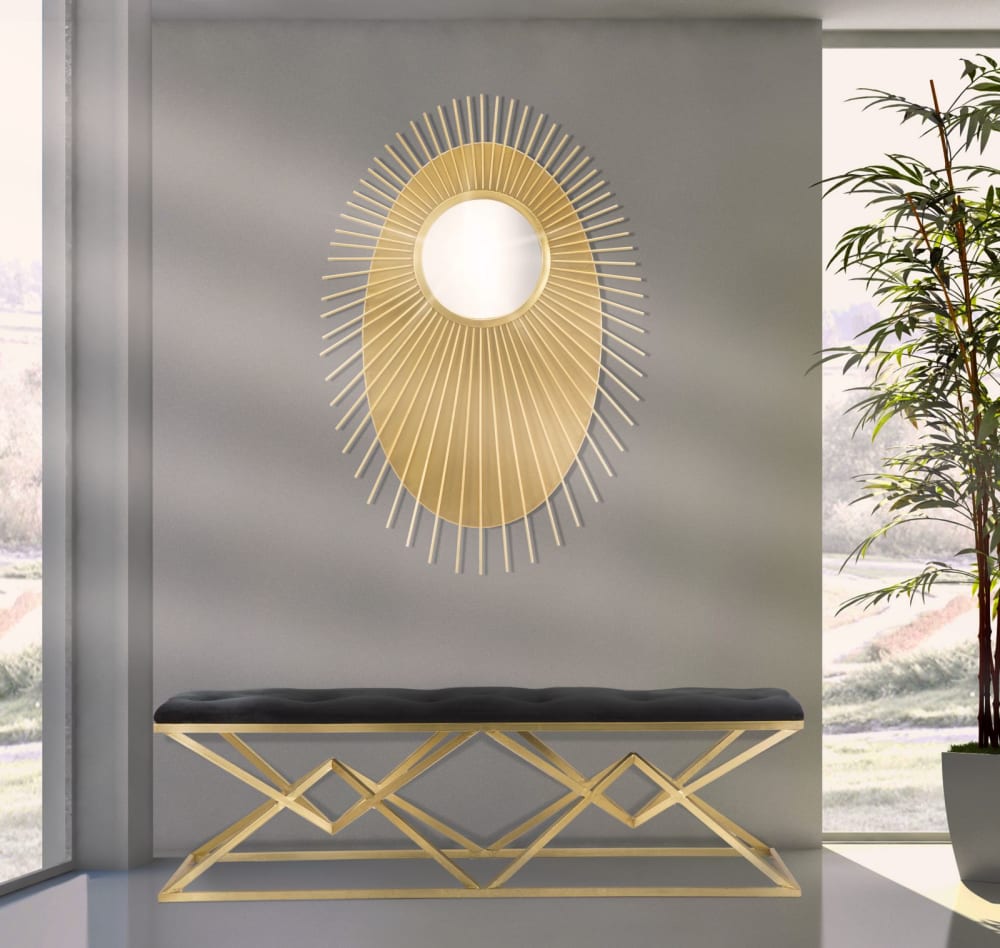 Miroir mural ovale géométrique en métal doré cm 75x8x110,5
