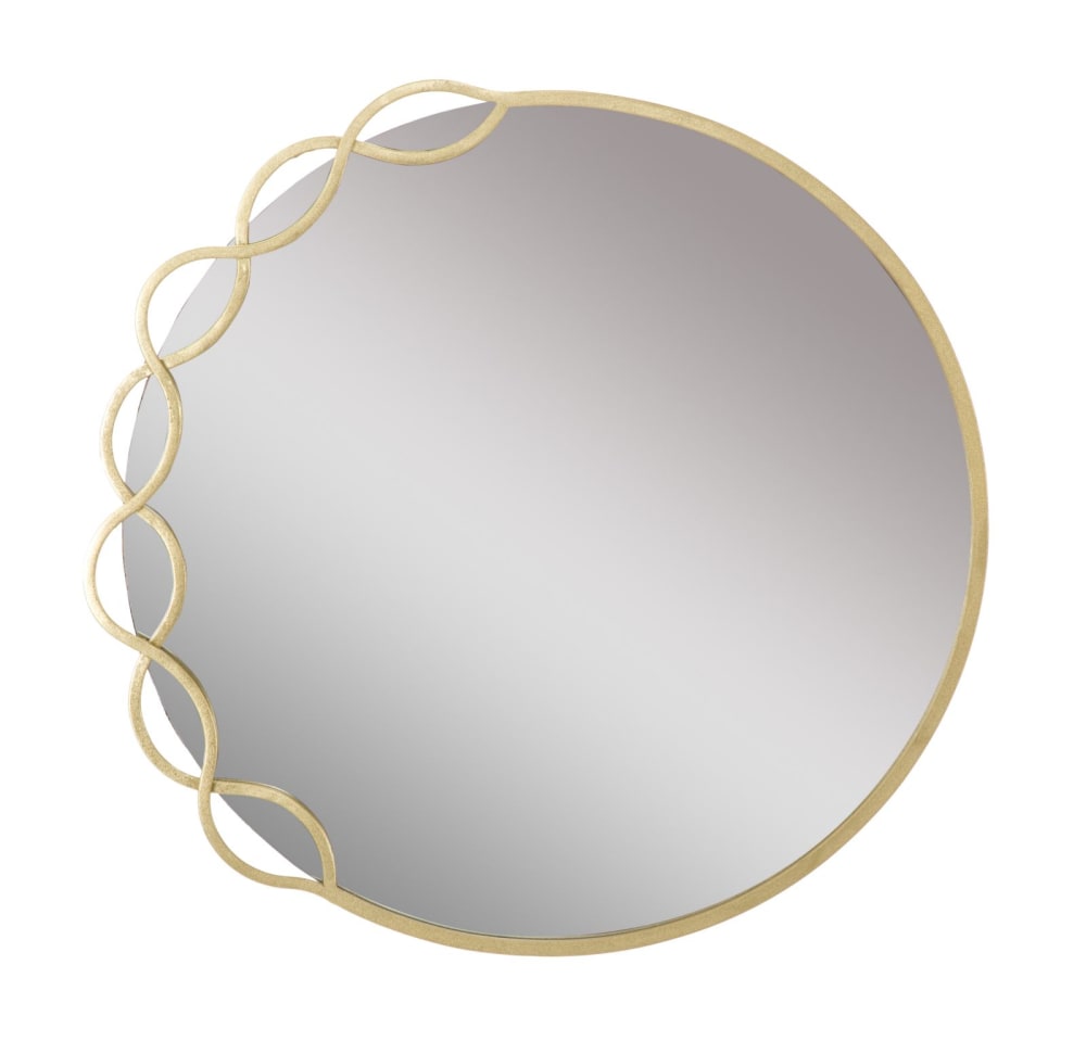 Miroir mural rond linéaire en métal doré cm 73,5x2x72