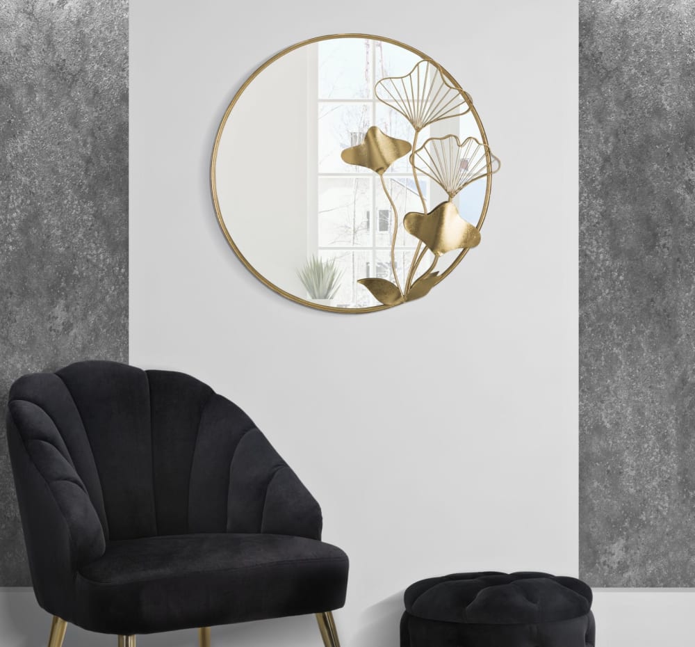Miroir avec fleurs en métal 75 x 3.5 x 72 cm