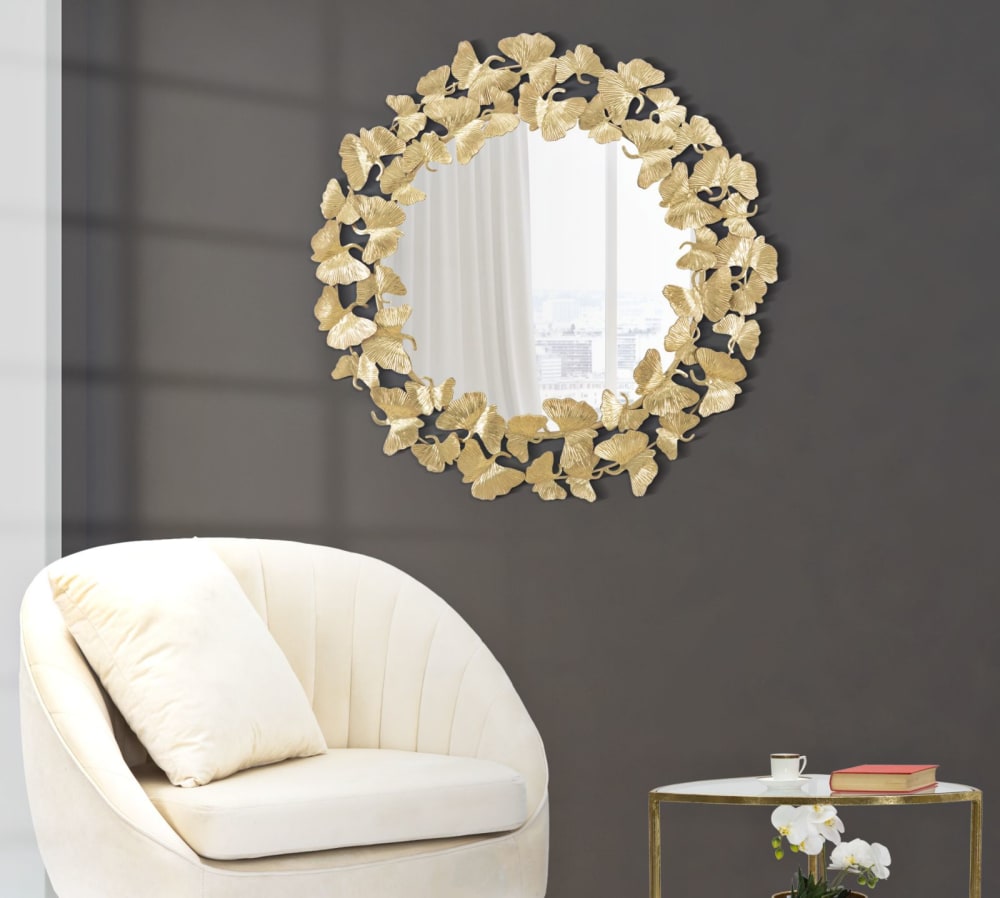 Miroir rond en métal fogle 87 x 2.5 cm