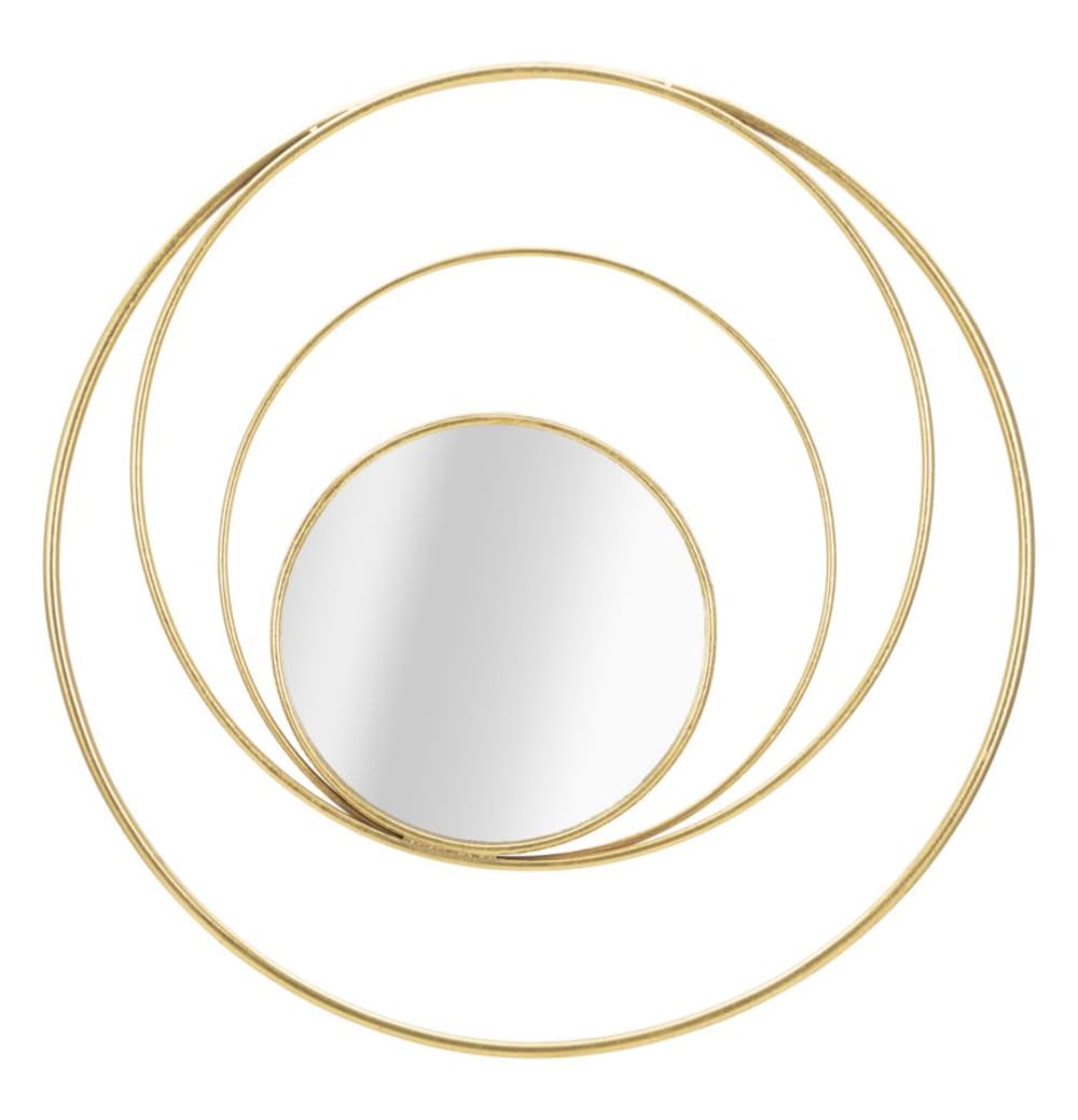 Miroir de mur avec des cercles en métal doré Ø 80x3,5  cm