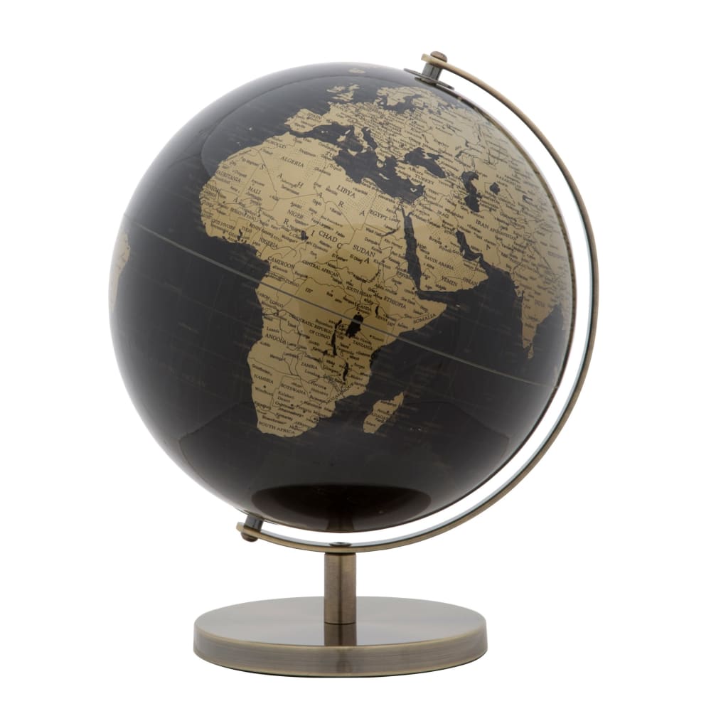 Globe en pvc et base en métal noir et doré Ø 25x34  cm