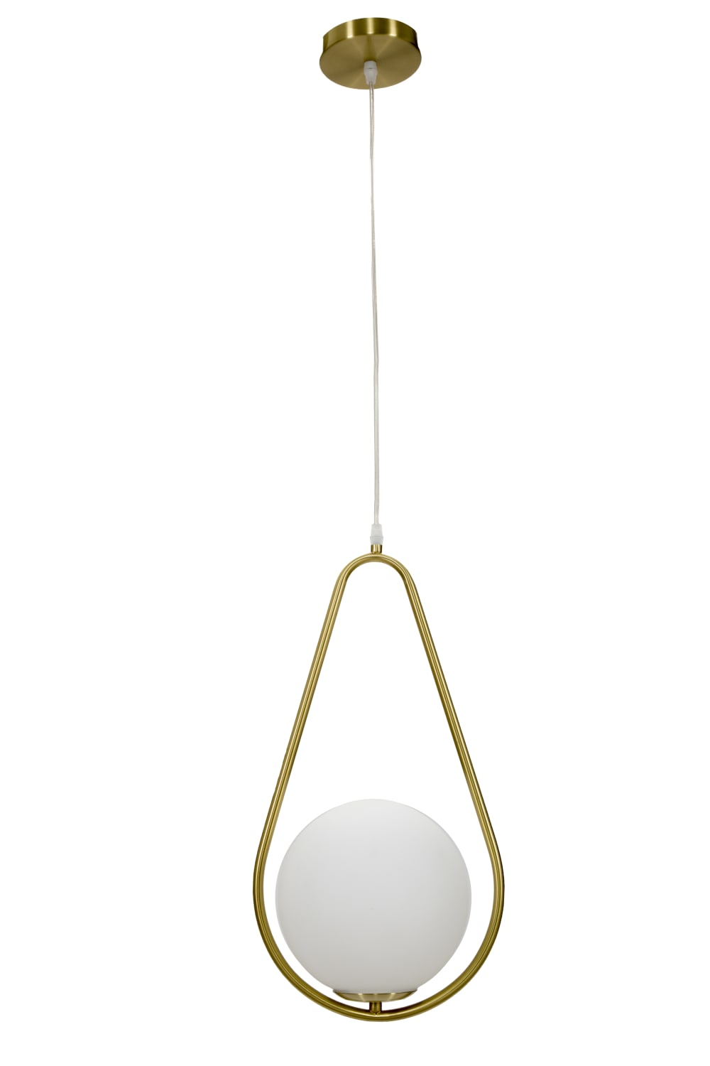 Lustre en métal doré avec sphère en verre blanc 24x20x47 cm — vue 4