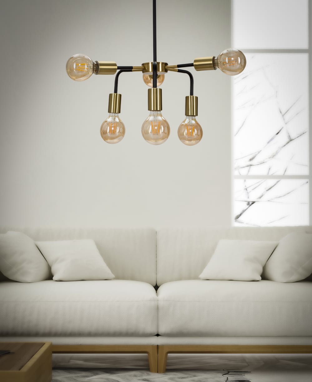Lustre en métal noir à 6 points lumineux ø 37x81 cm — vue 3