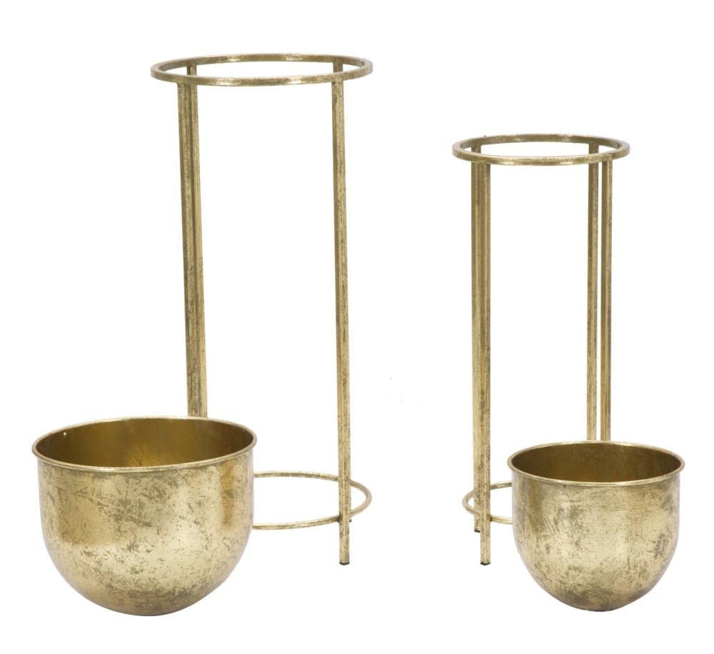 Set de 2 porte-vases en métal doré avec base ø cm 27x62-21,5x52 — vue 4