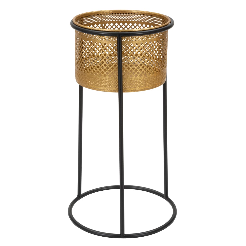 Vase en métal doré avec base noire Ø 25x50 cm