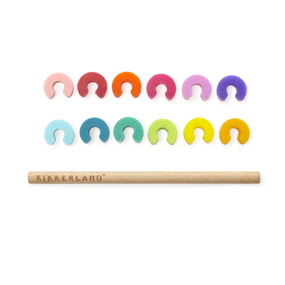Kikkerland Lot de 12 marqueurs de verres arc en ciel en silicone multicolore style contemporain - Silicone Poly Organo Siloxane