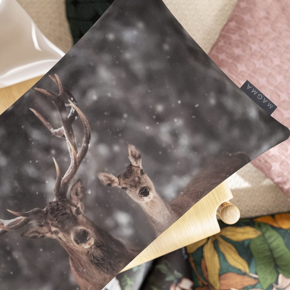 Housses de coussin cerf, polyester, verso peluche - lot de 2 - 30x50 - Maisons du Monde