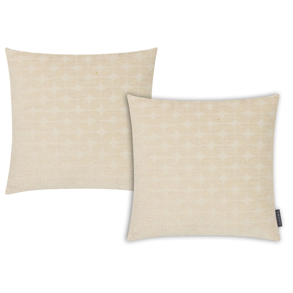 Magma Housses de coussin jacquard velours ivoire-lot de 2 - 45x45 style vintage Beige Acrylique