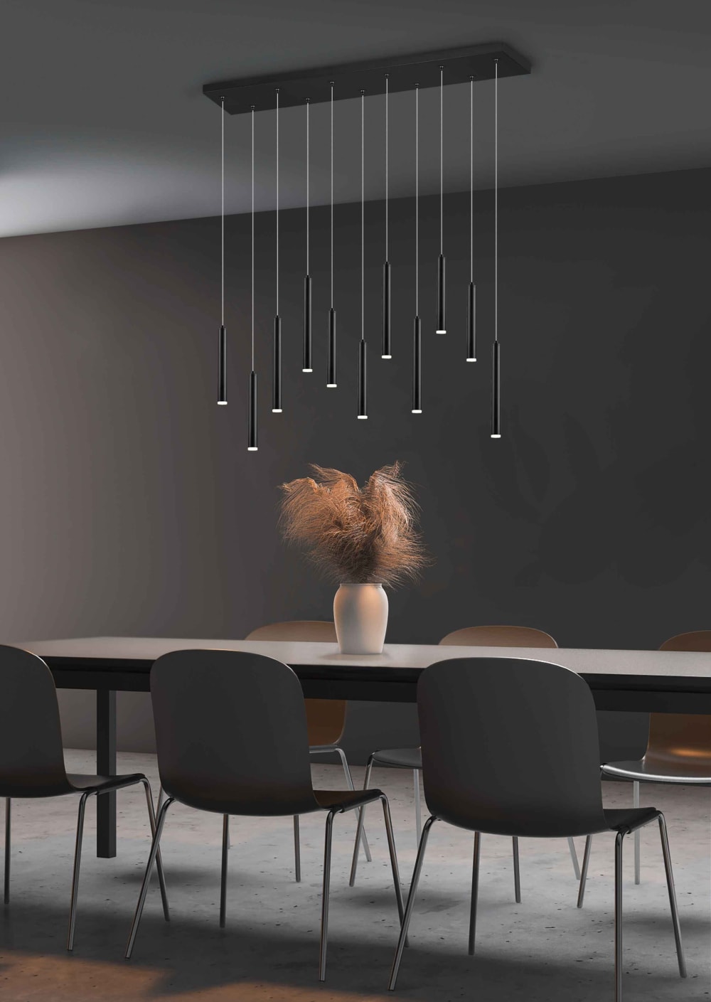 Suspension Led noir mat — vue 3
