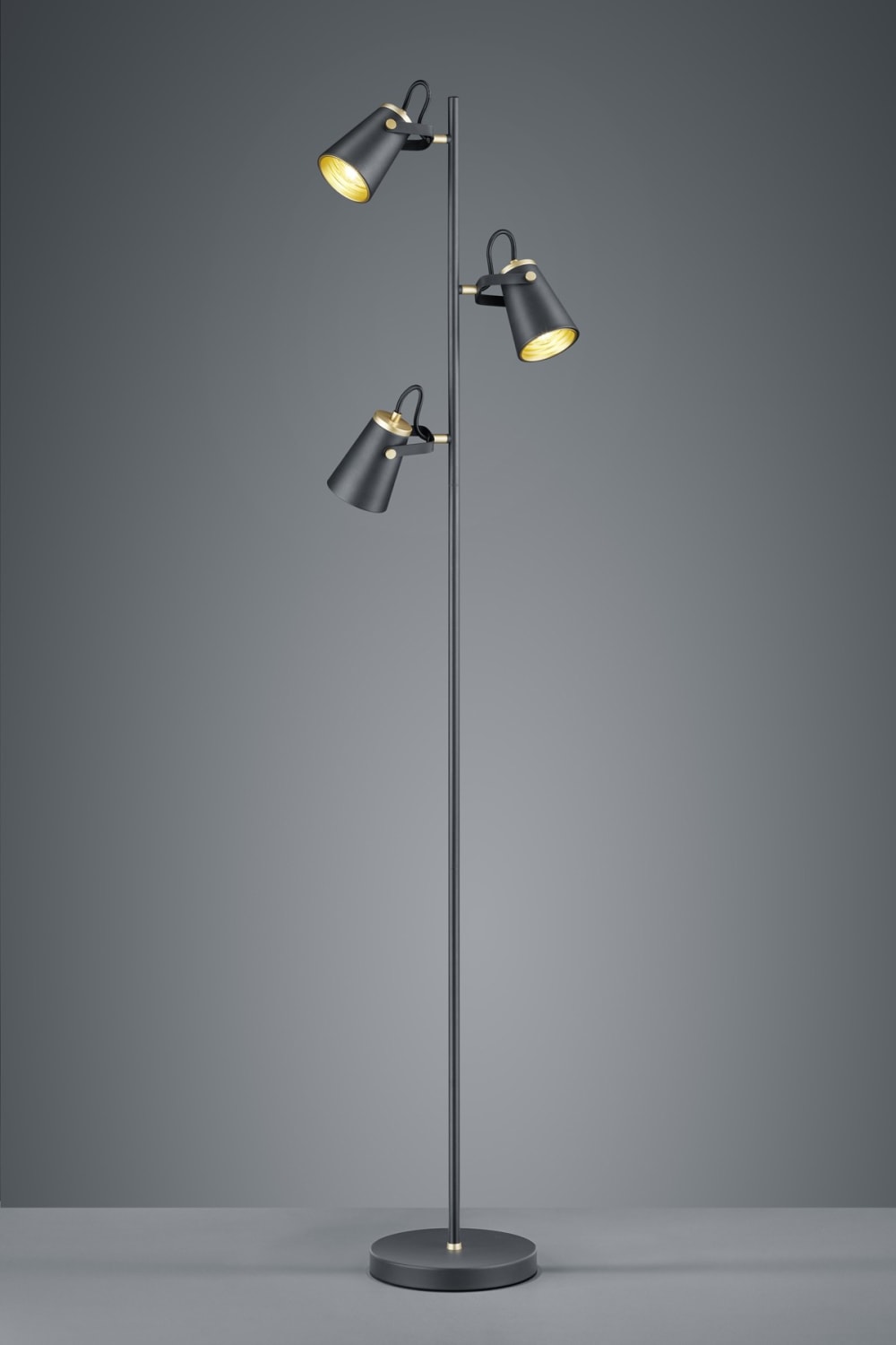 Lampadaire 3xE14 noir mat et doré - Maisons du Monde