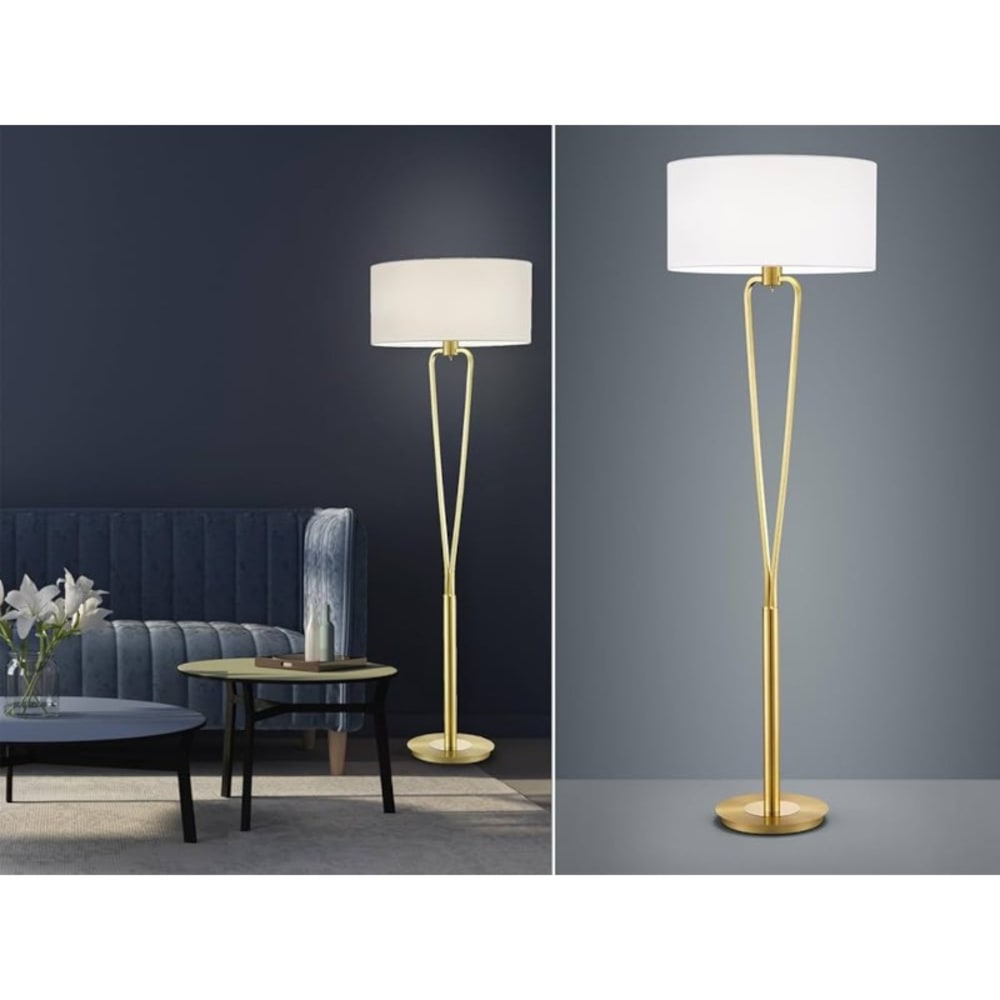 Lampadaire 1xE27 laiton et ivoire — vue 3
