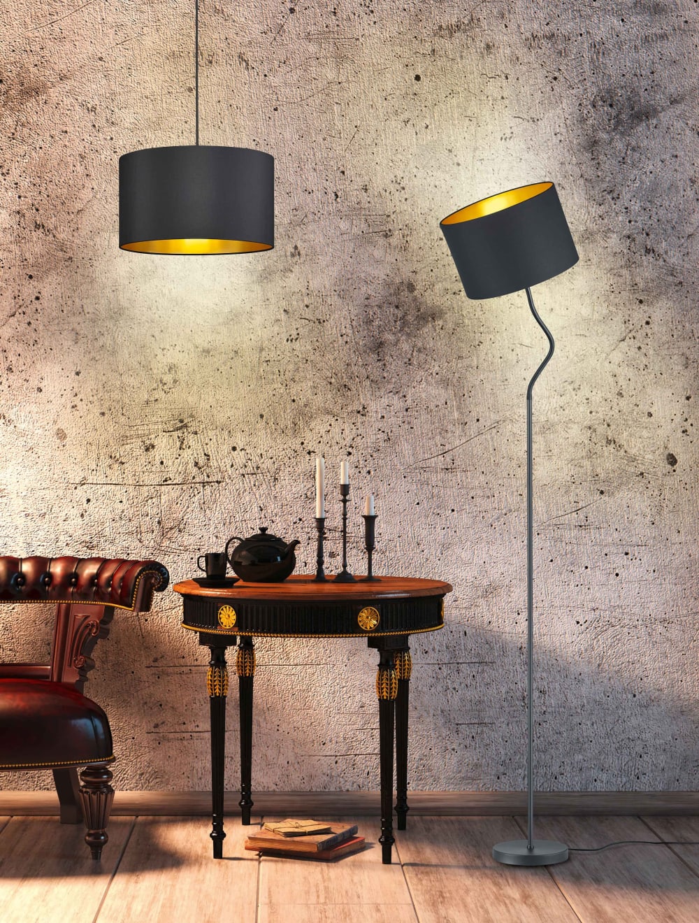 Lampadaire 1xE27 noir mat - Maisons du Monde