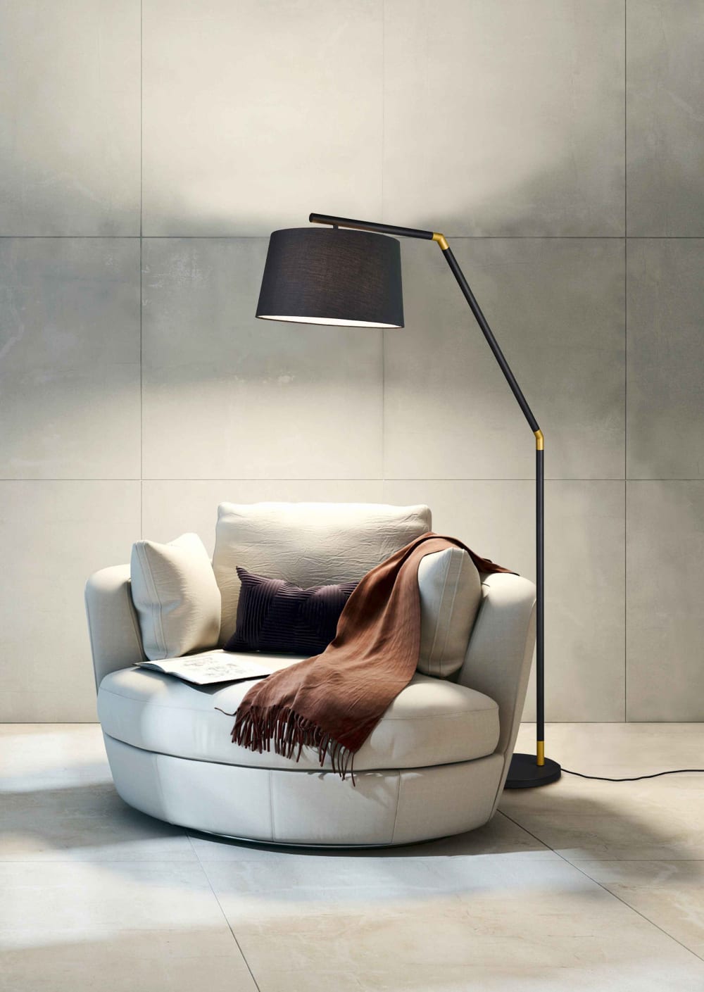 Lampadaire design en métal noir - Maisons du Monde