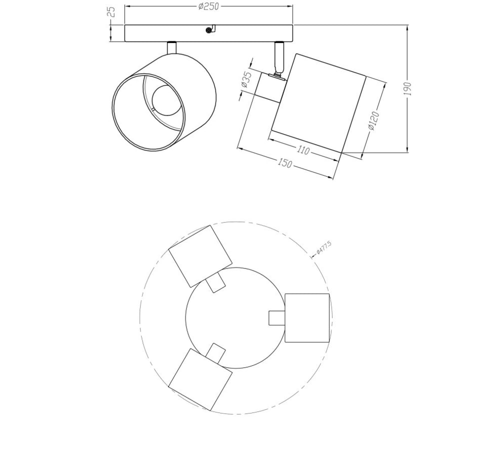 Plafonnier design en métal blanc — vue 4
