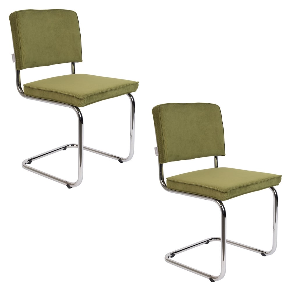 Zuiver Set mit 2 Esszimmerstühlen aus grünem Samt style modern - Samt
