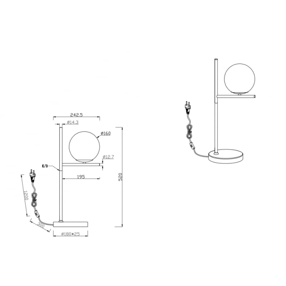 Lampe design en métal doré — vue 4