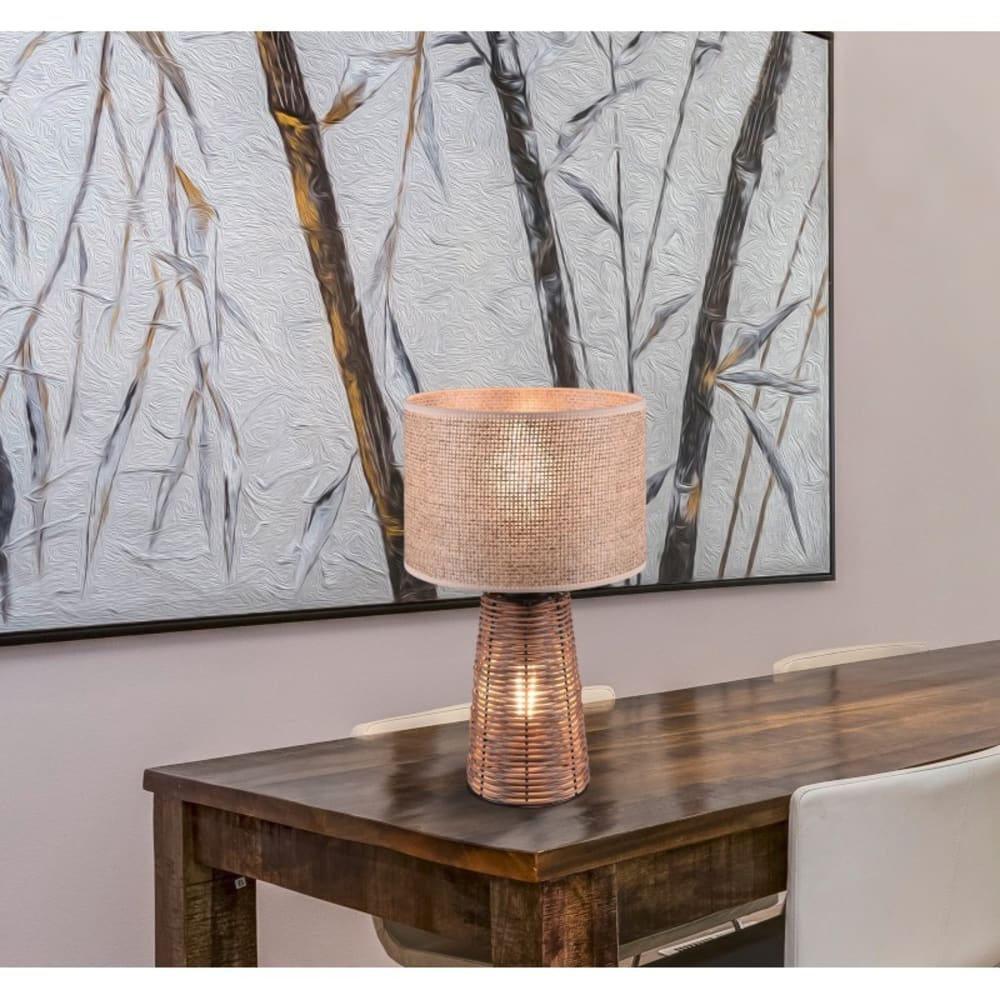Lampe de table 1xe27 marron et naturel — vue 3