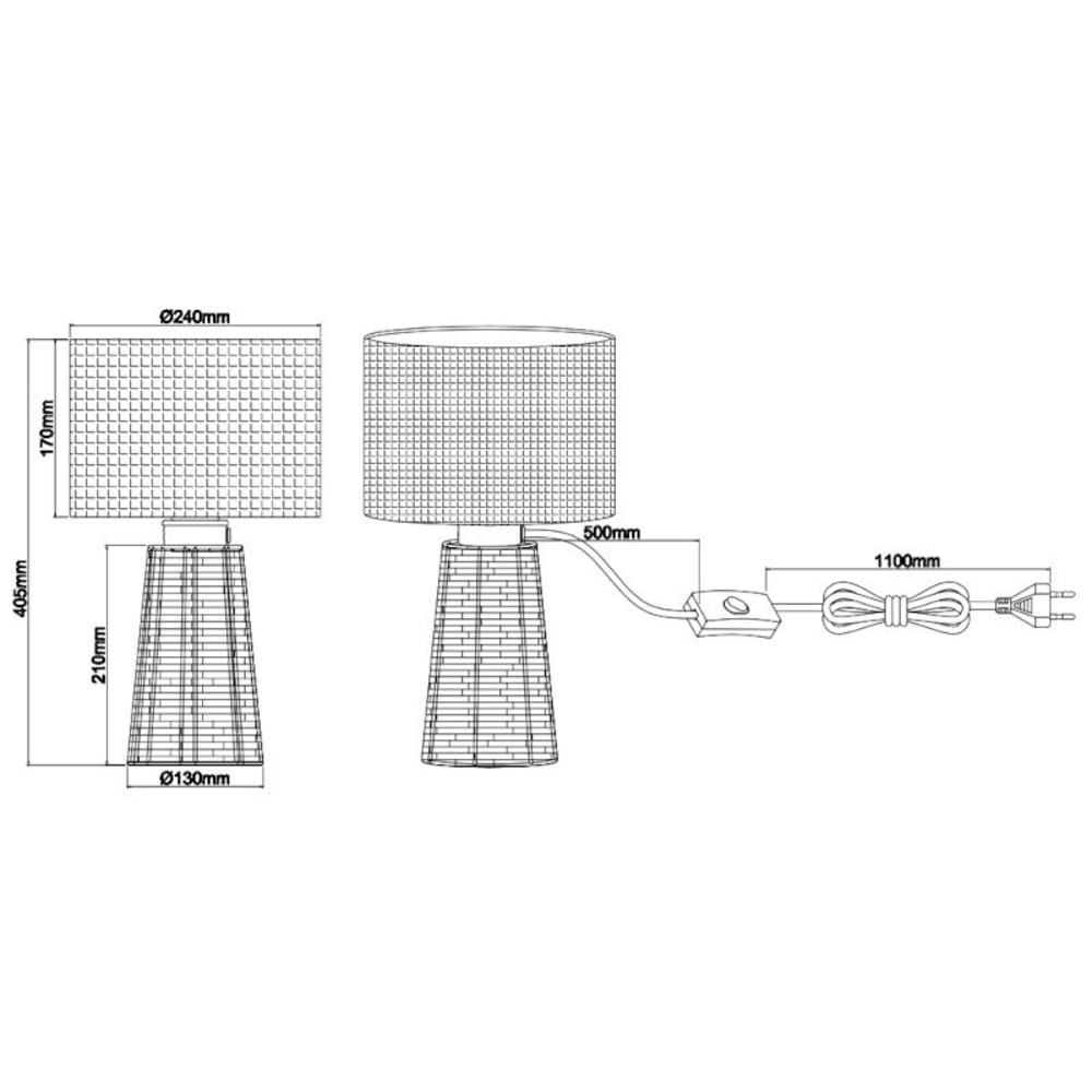 Lampe de table 1xe27 marron et naturel — vue 4