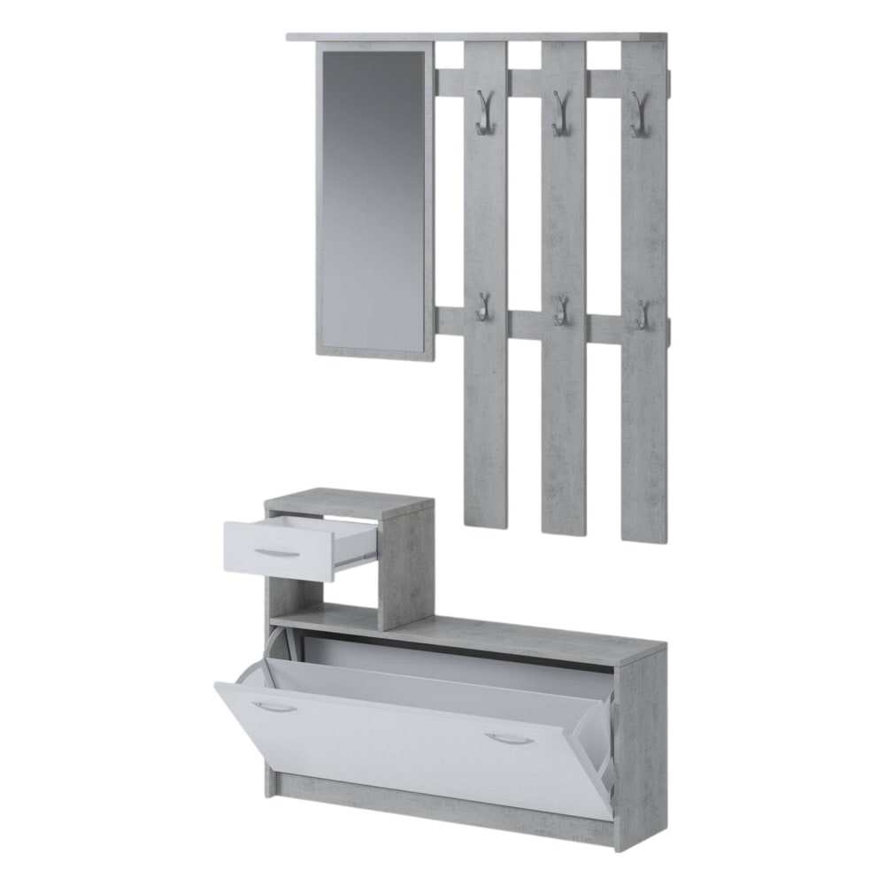 Dmora Eingangsmöbel Holzeffekt zement, weiß 100x25 cm style modern Grau Holz