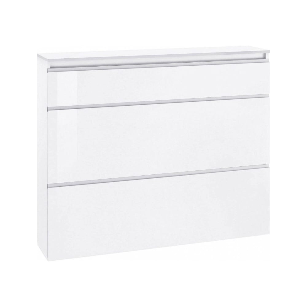 Meuble à chaussures effet bois blanc brillant 120x27 cm