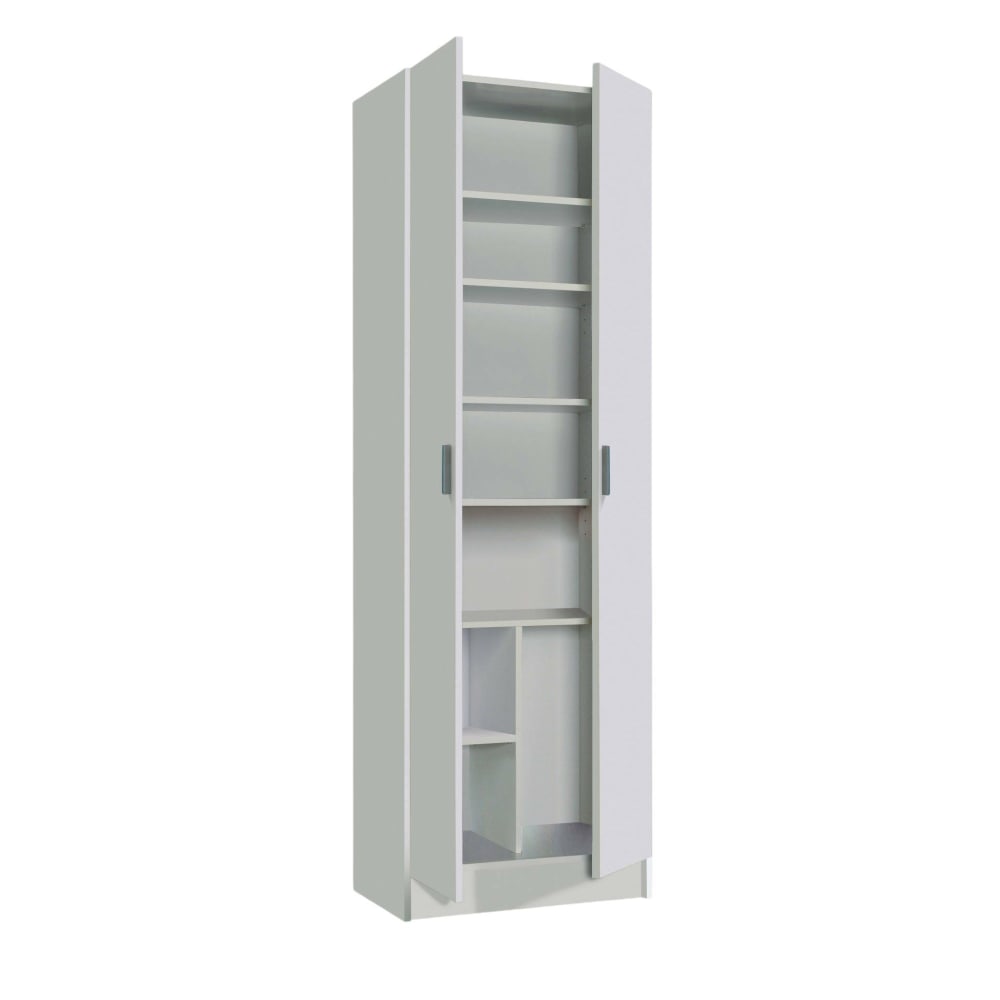 Dmora Mehrzweckschrank mit 2 Türen, weißer Holzeffekt, 59 x 37 x 180 cm style modern - Holz