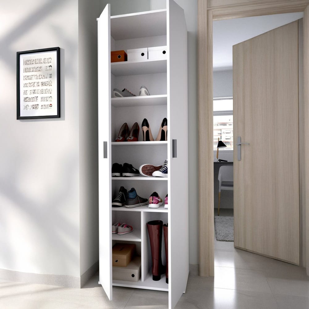 Armoire polyvalente à 2 portes effet bois blanc 61x35 cm - Maisons du Monde