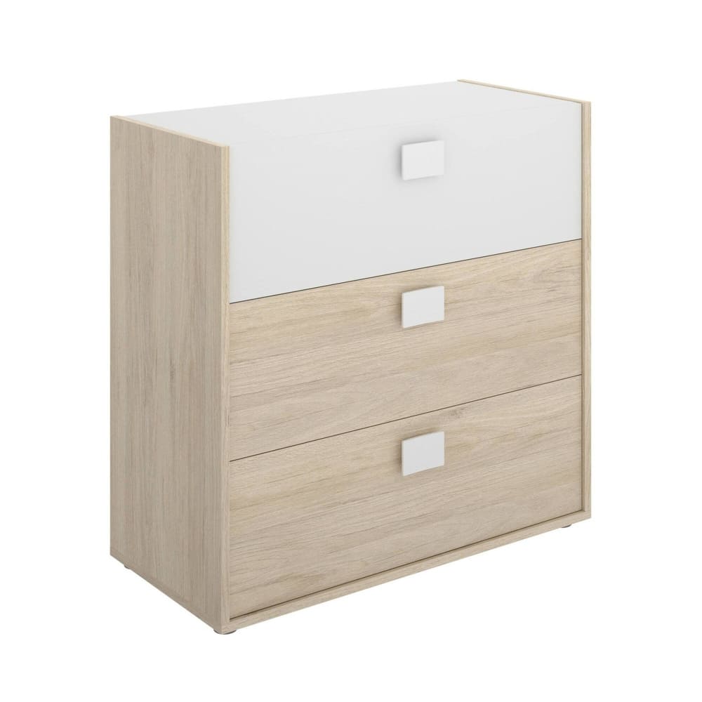 Commode effet bois beige, blanc 80x43 cm