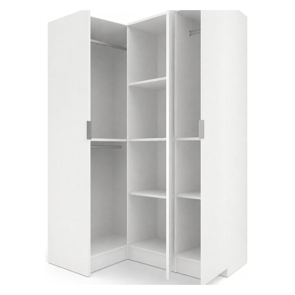 Dmora 3-türiger Kleiderschrank mit weißem Holzeffekt, 133 x 91 x 184 cm style modern - Holz