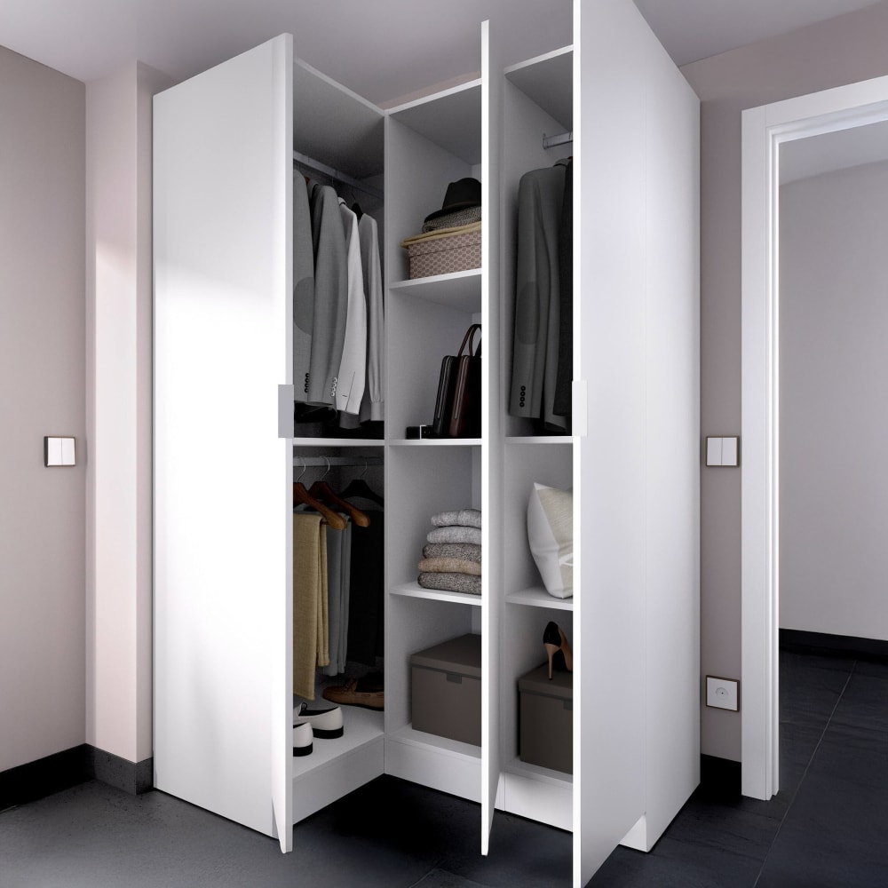 Armoire 3 portes effet bois blanc 195x91 cm - Maisons du Monde