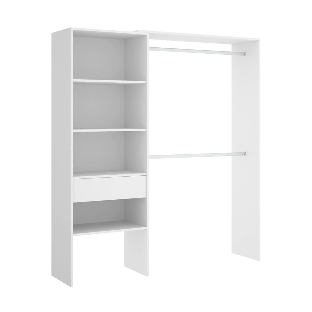 Dmora Großer Kleiderschrank in weißer Holzoptik, 160 x 40 x 187 cm style modern - Holz