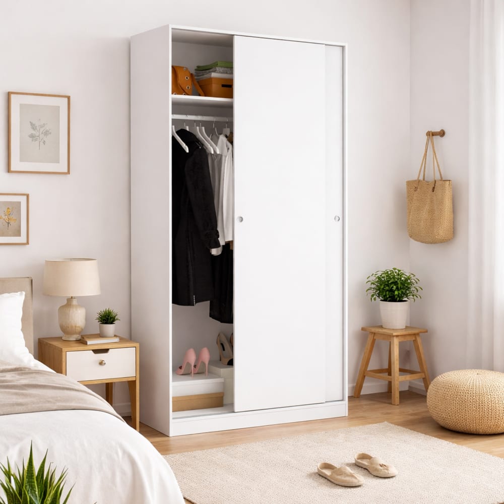 Armoire 2 portes effet bois blanc 100x50 cm - Maisons du Monde
