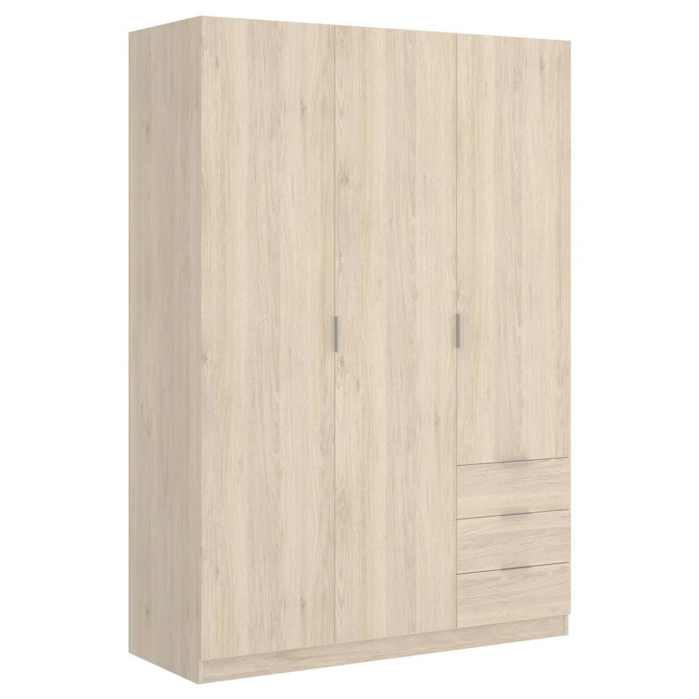 Armoire 3 portes effet bois beige 121x52 cm
