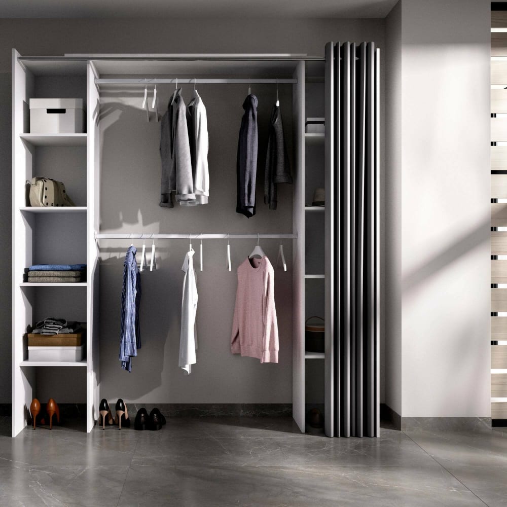 Grande armoire effet bois blanc, gris 180x50 cm - Maisons du Monde