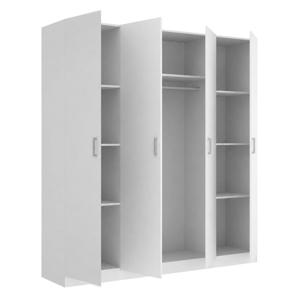 Dmora Großer Kleiderschrank in weißer Holzoptik, 200 x 52 x 215 cm style modern - Holz