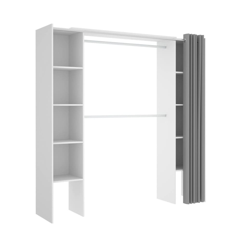 Grande Armoire effet bois blanc, gris 180x50 cm