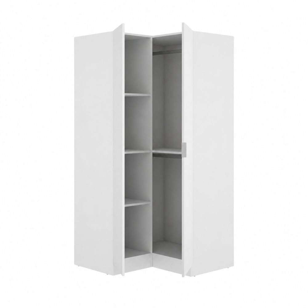 Dmora Zweitüriger Kleiderschrank mit weißem Holzeffekt, 90 x 92 x 184 cm style modern - Holz