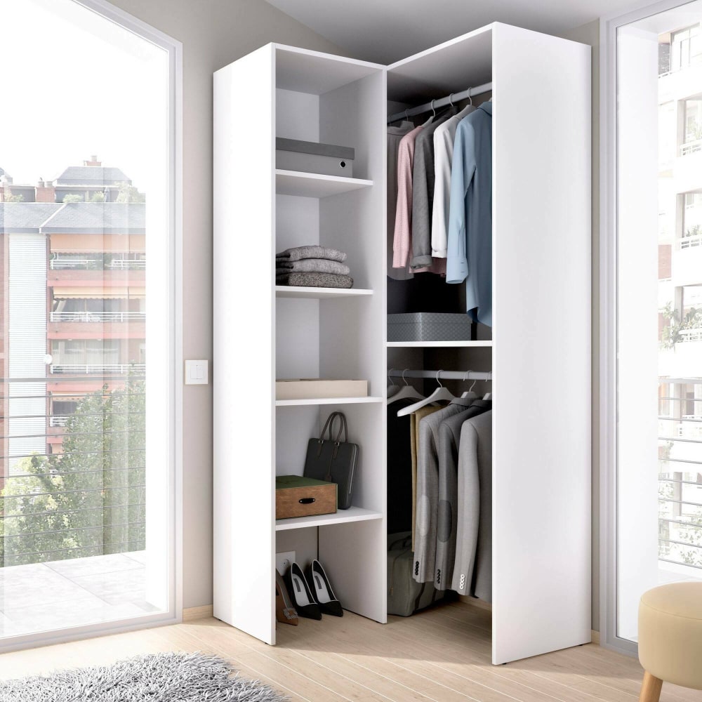 Großer Kleiderschrank in weißer Holzoptik, 79 x 88 x 186 cm -
