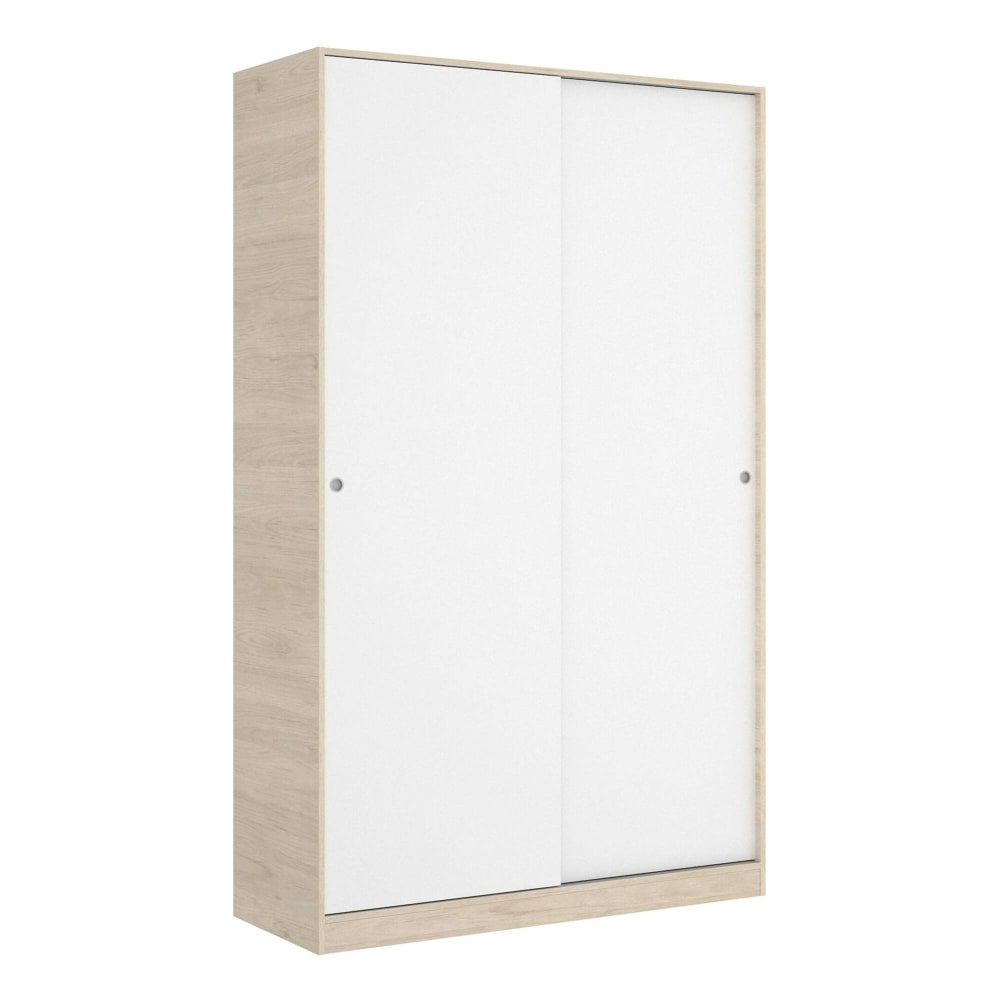 Armoire 2 portes effet bois beige, blanc 120x50 cm