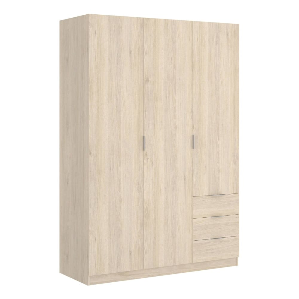 Dmora 3-türiger Kleiderschrank mit Eichenholzeffekt 121x52h184 cm style modern Braun