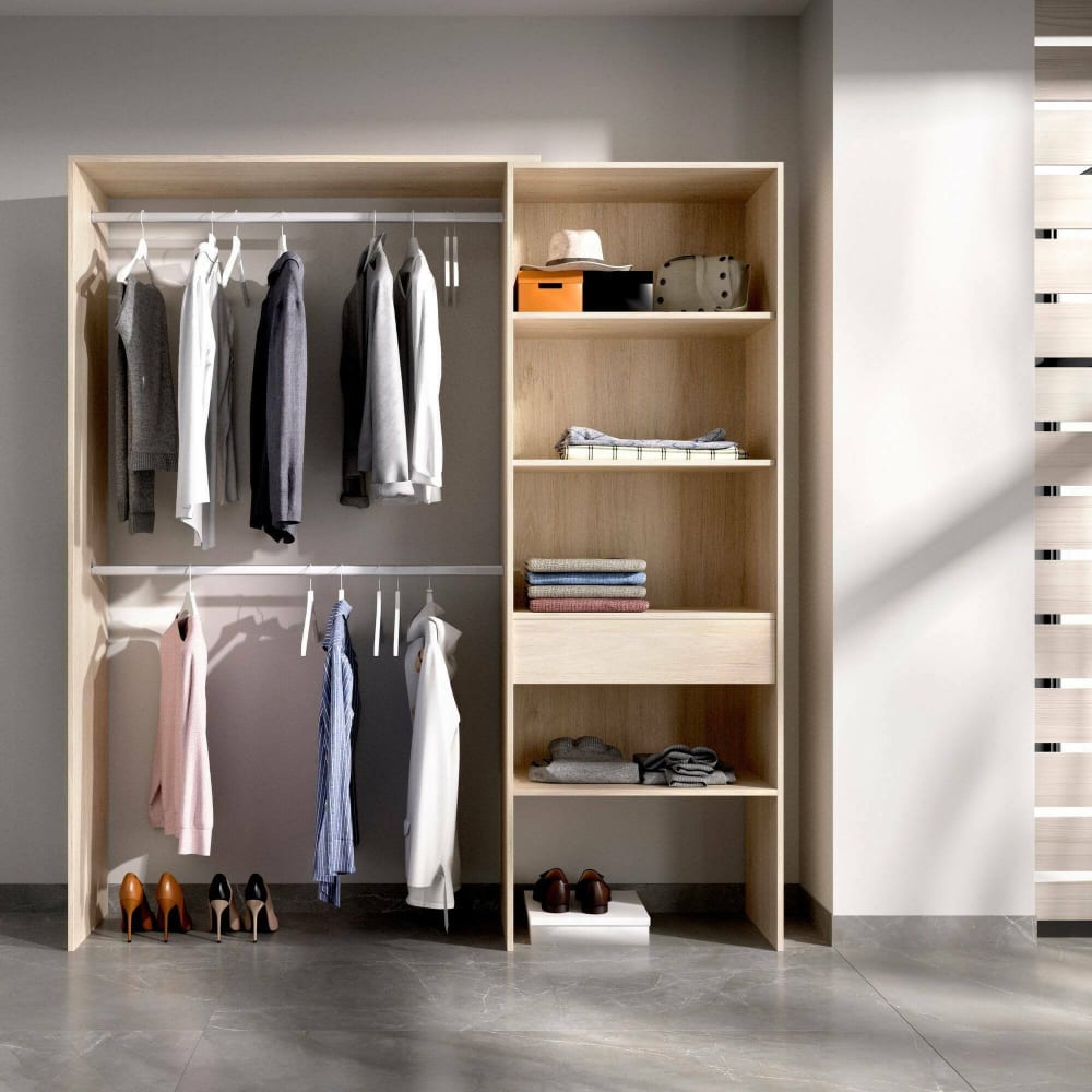 Großer Kleiderschrank in Eichenholzoptik, 160 x 40 x 187 cm -