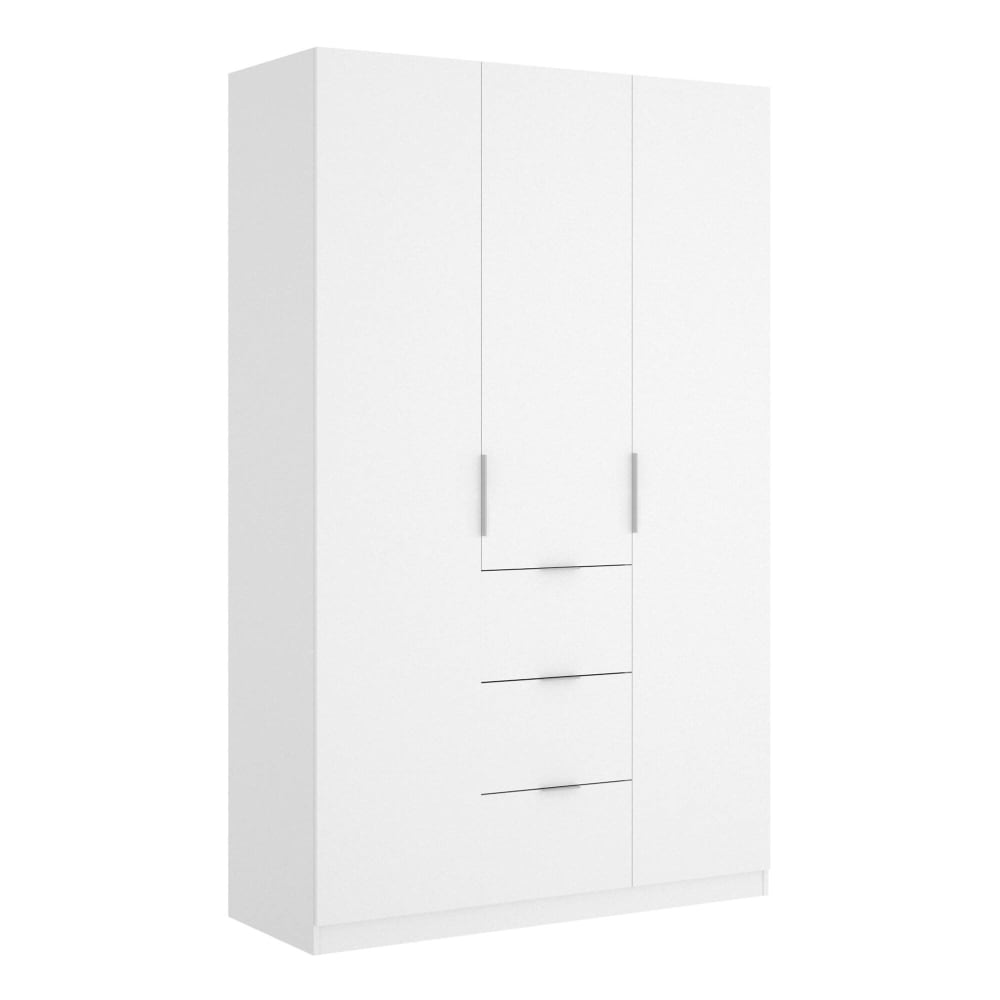 Armoire 3 portes effet bois blanc 135x52 cm