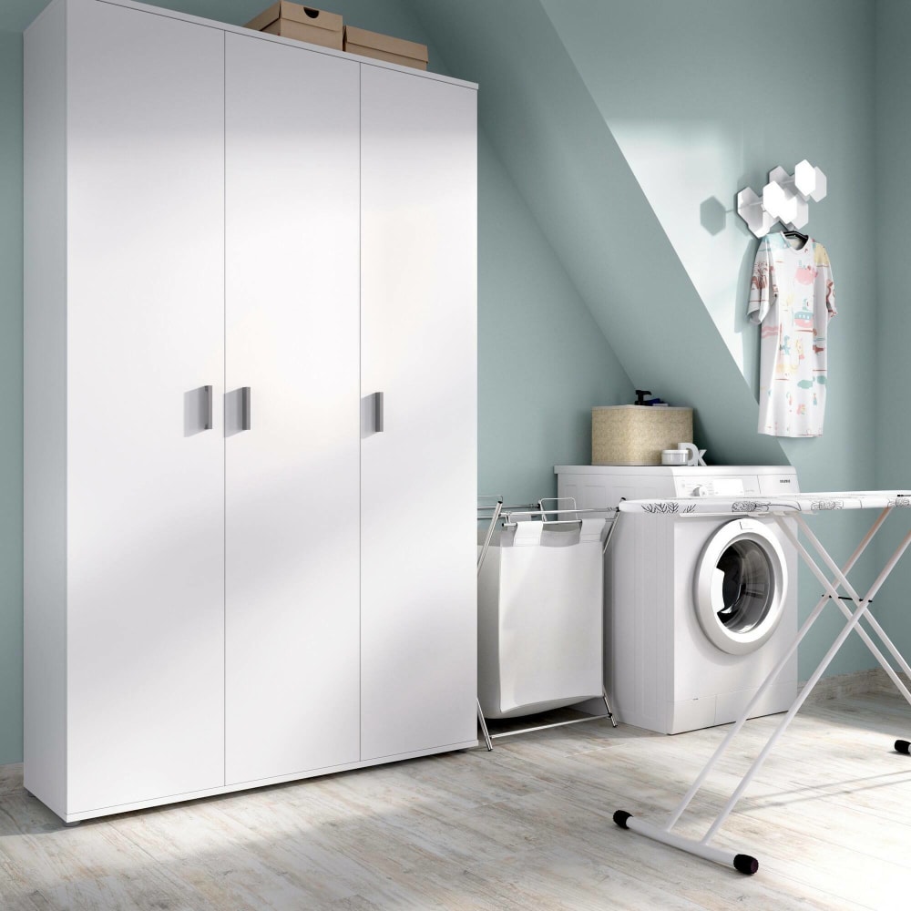 Grande armoire polyvalente effet bois blanc 116x35 cm - Maisons du Monde