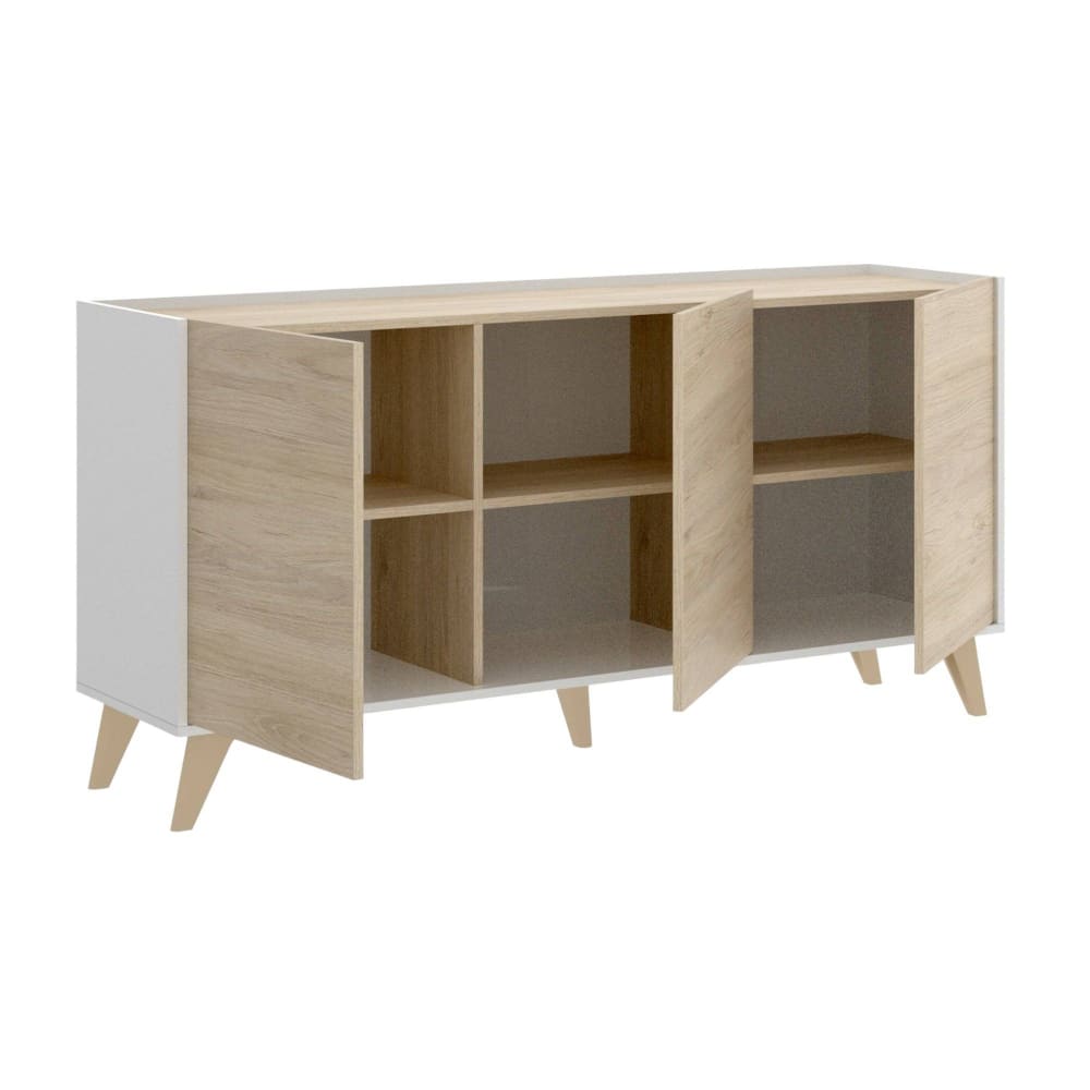 Dmora Sideboard in Eichenholzoptik, weiß 155x43h75 cm style modern Braun